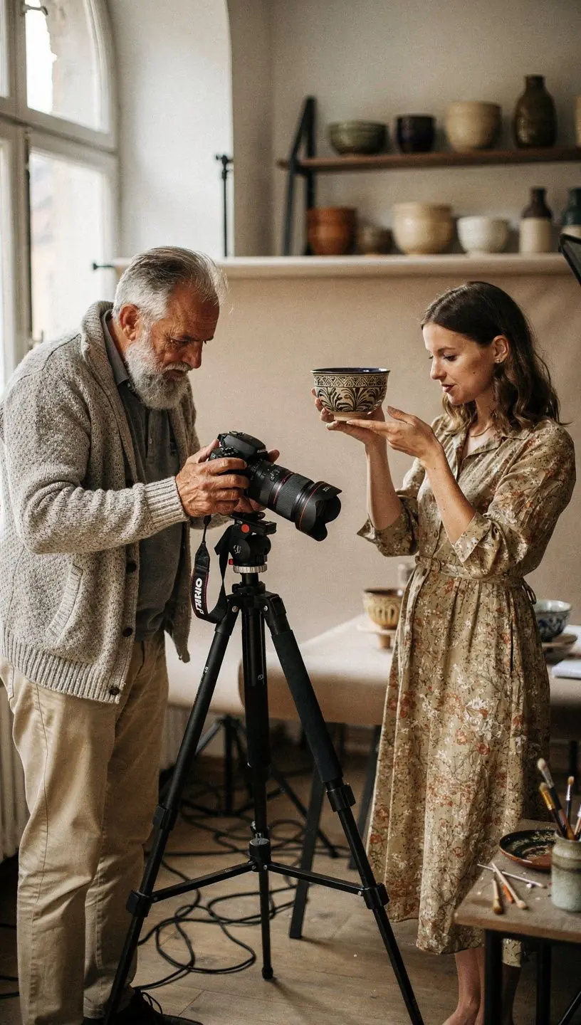 Postprocessing fotografie výrobku, ukazující kreativní úpravy a retušování.
