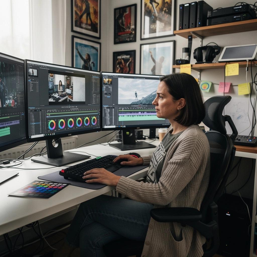 Fotografie kreativního procesu při úpravě snímků na počítači.